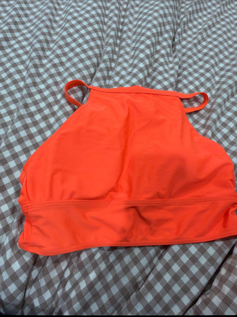 SHEIN Bright Orange High Neck Bikini Top